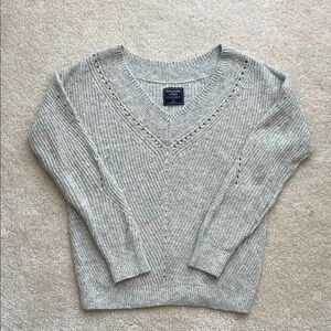 Abercrombie & Fitch Gray V-Neck Sweater